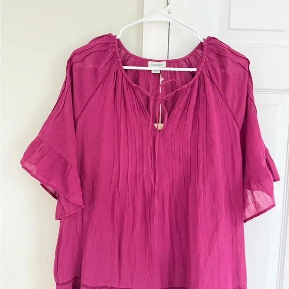 NWT Sundance Women’s Aisha Dress Tiered Magenta Purple L Peasant Cottagecore - Picture 4 of 12